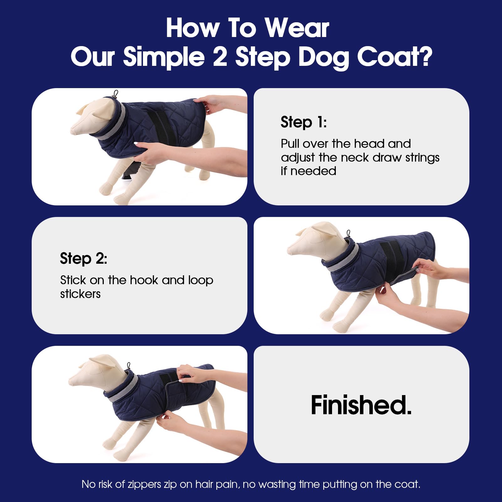 Kama Bridal dog winter coat back-leash hole for secure walking.