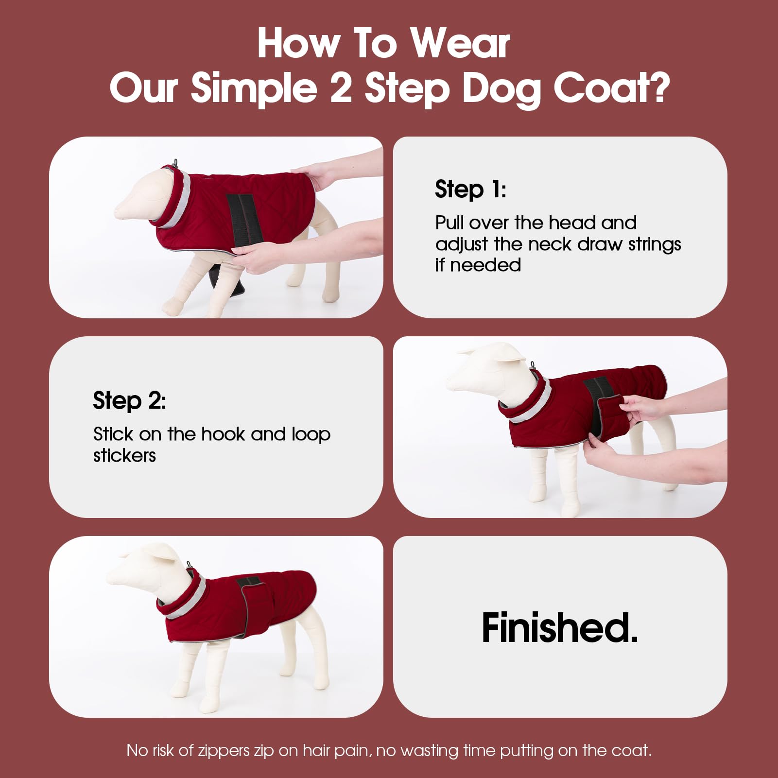 KAMA BRIDAL dog coat side view with Velcro closure for easy wear.