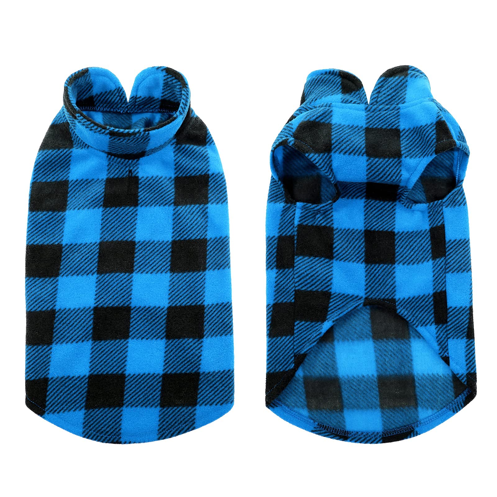KAMA BRIDAL plaid dog coat back view with leash hole for secure walks