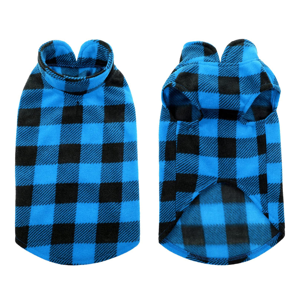 KAMA BRIDAL plaid dog coat back view with leash hole for secure walks