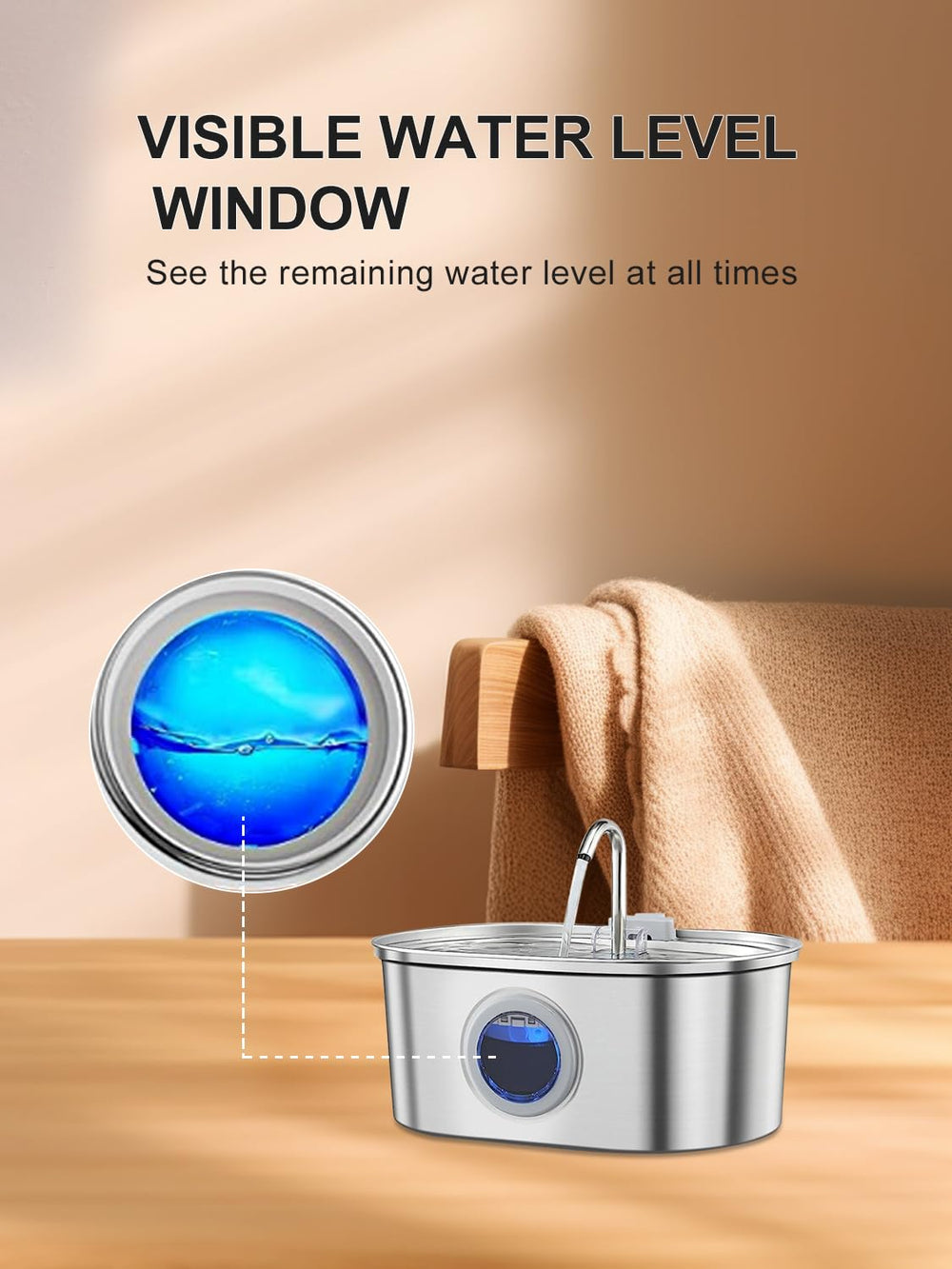 KANCHOU water level window shows remaining water at a glance for worry-free refills.