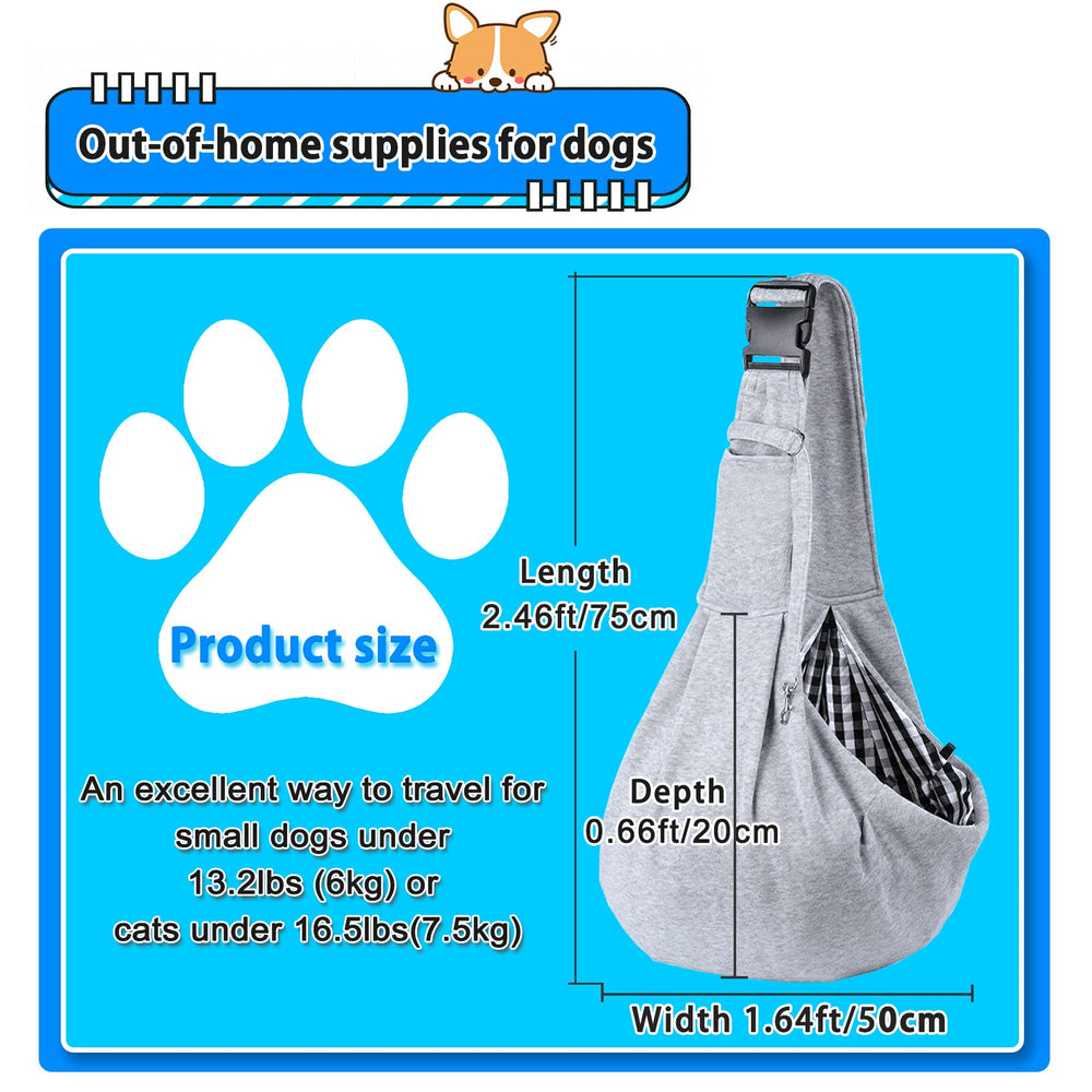 Kanemc dog sling detachable hard-bottom provides sturdy pet support on trips.