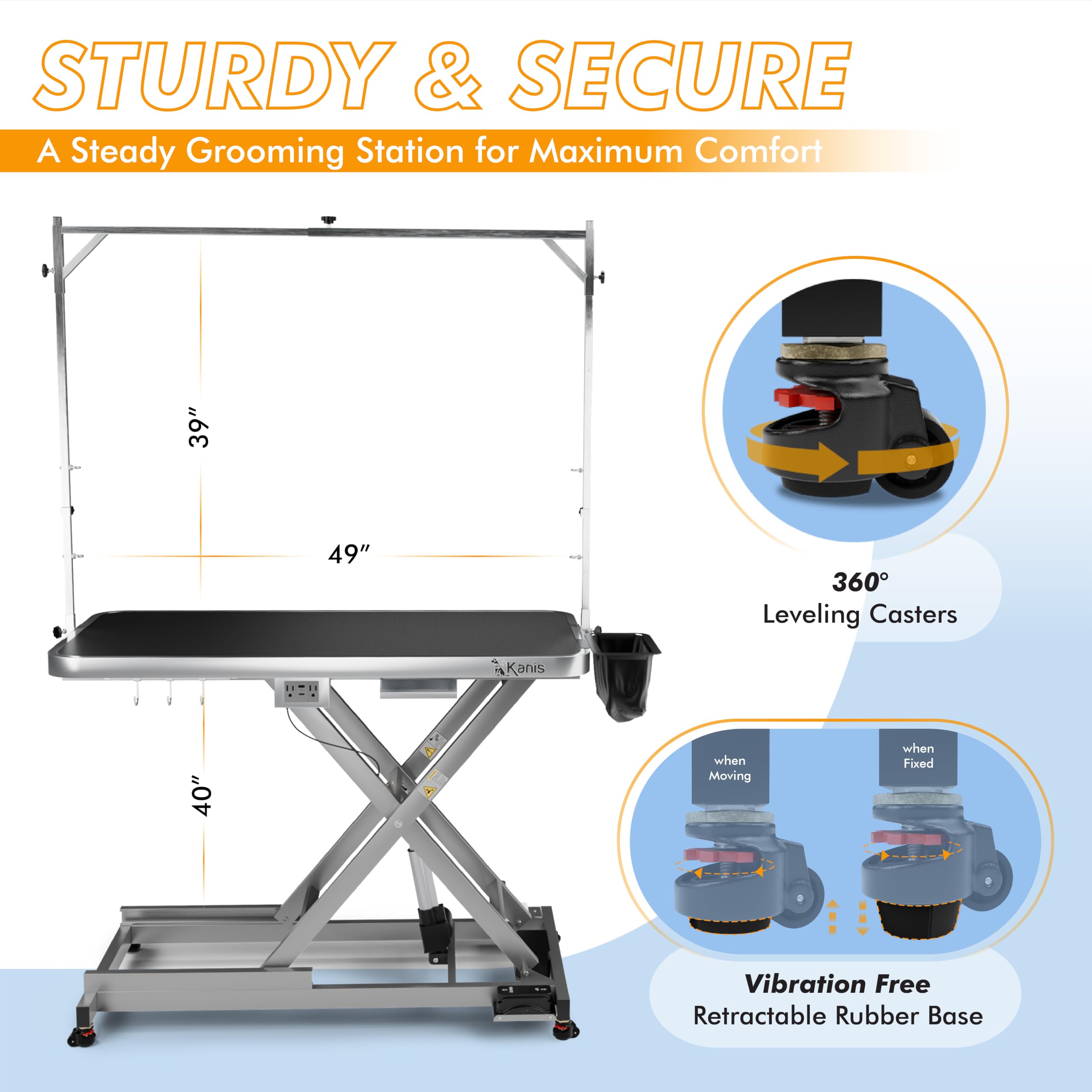 KANIS anti-slip tabletop helps prevent movement for safer trims.