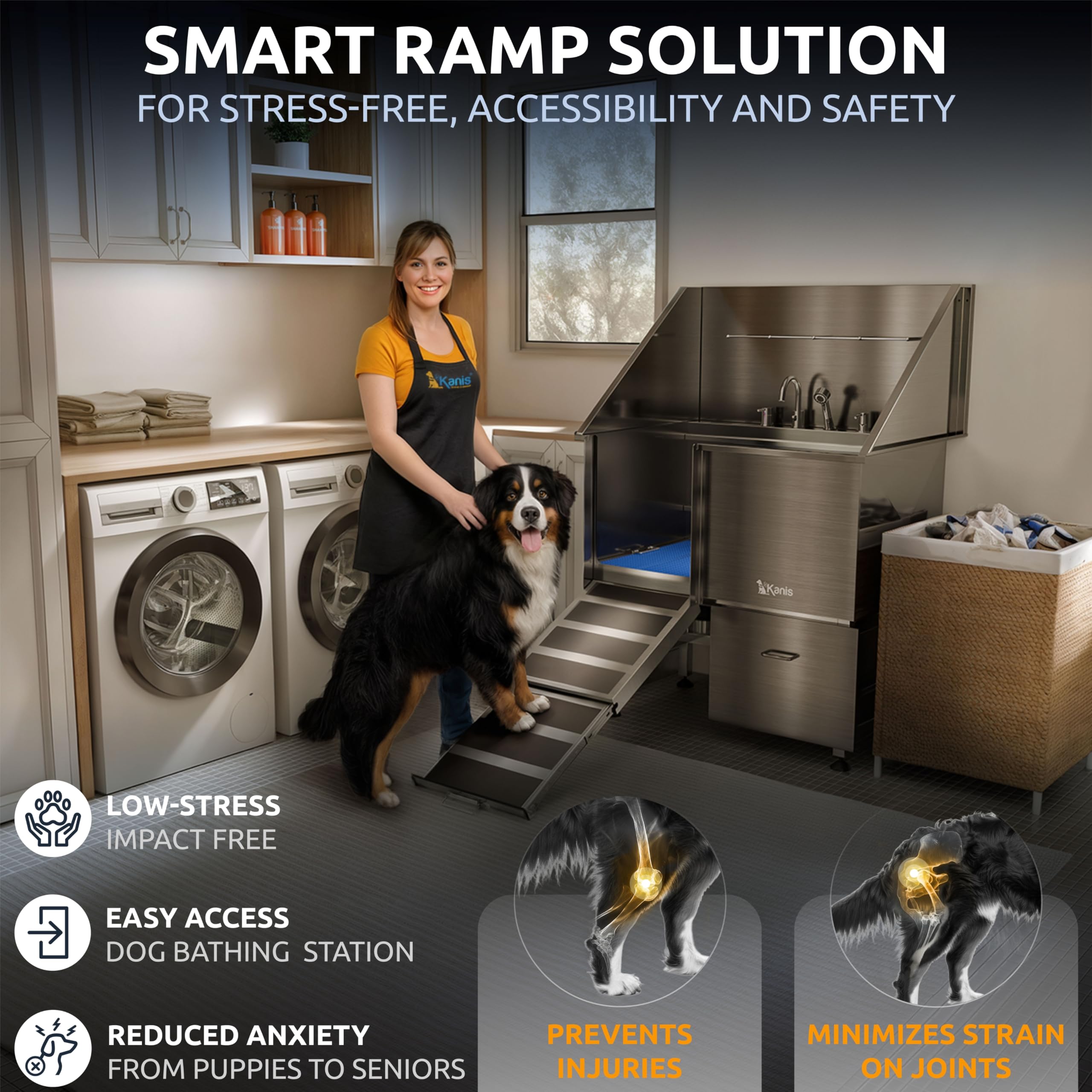 KANIS grooming station drawer storage keeps tools organized during baths.
