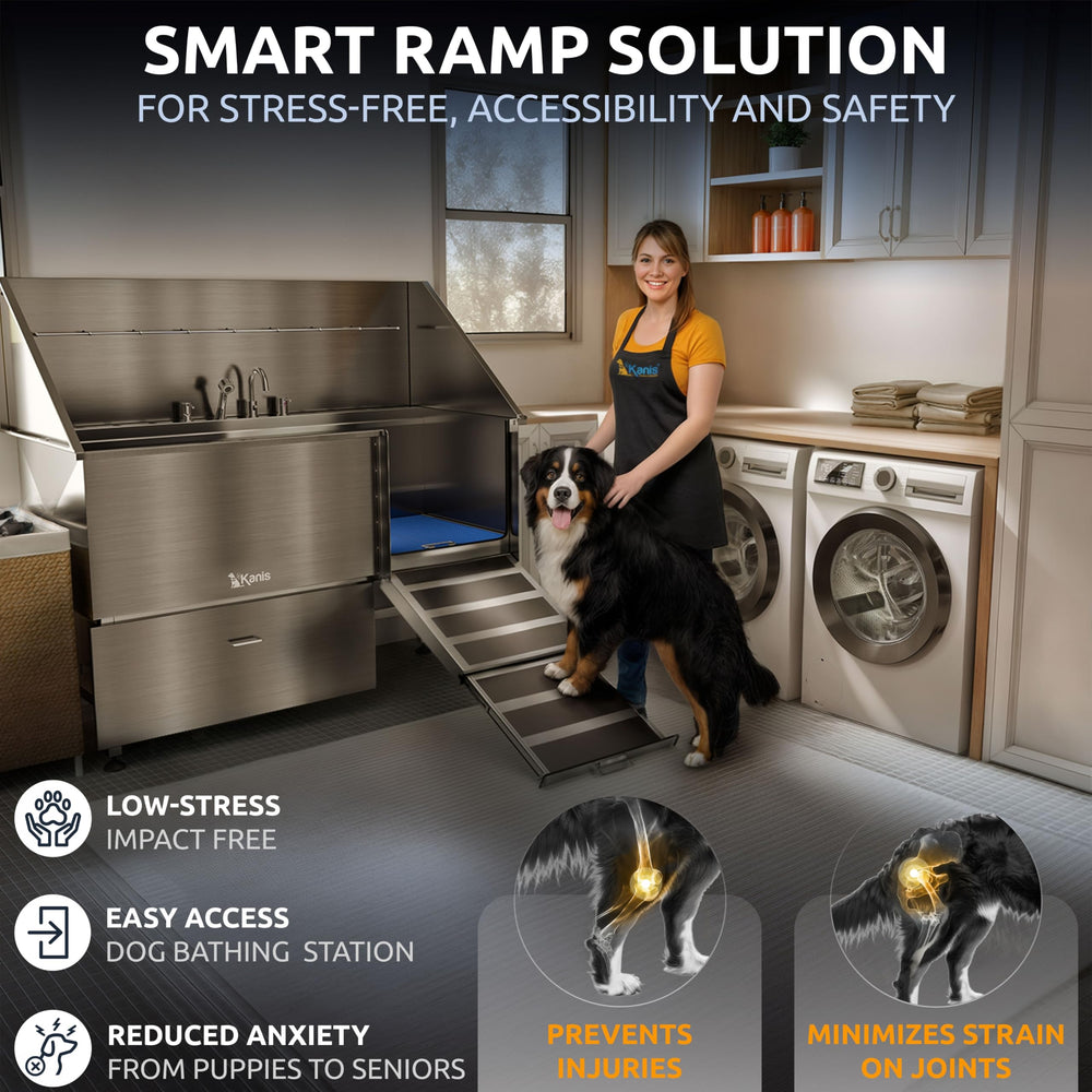 KANIS folding ramp-entry design shown for space-saving access to pets.