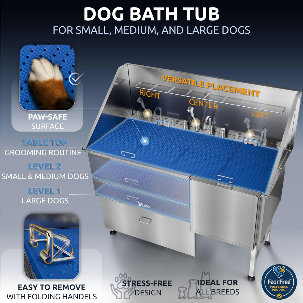 KANIS grooming faucet with 71-inch pull-out sprayer enables thorough rinsing.