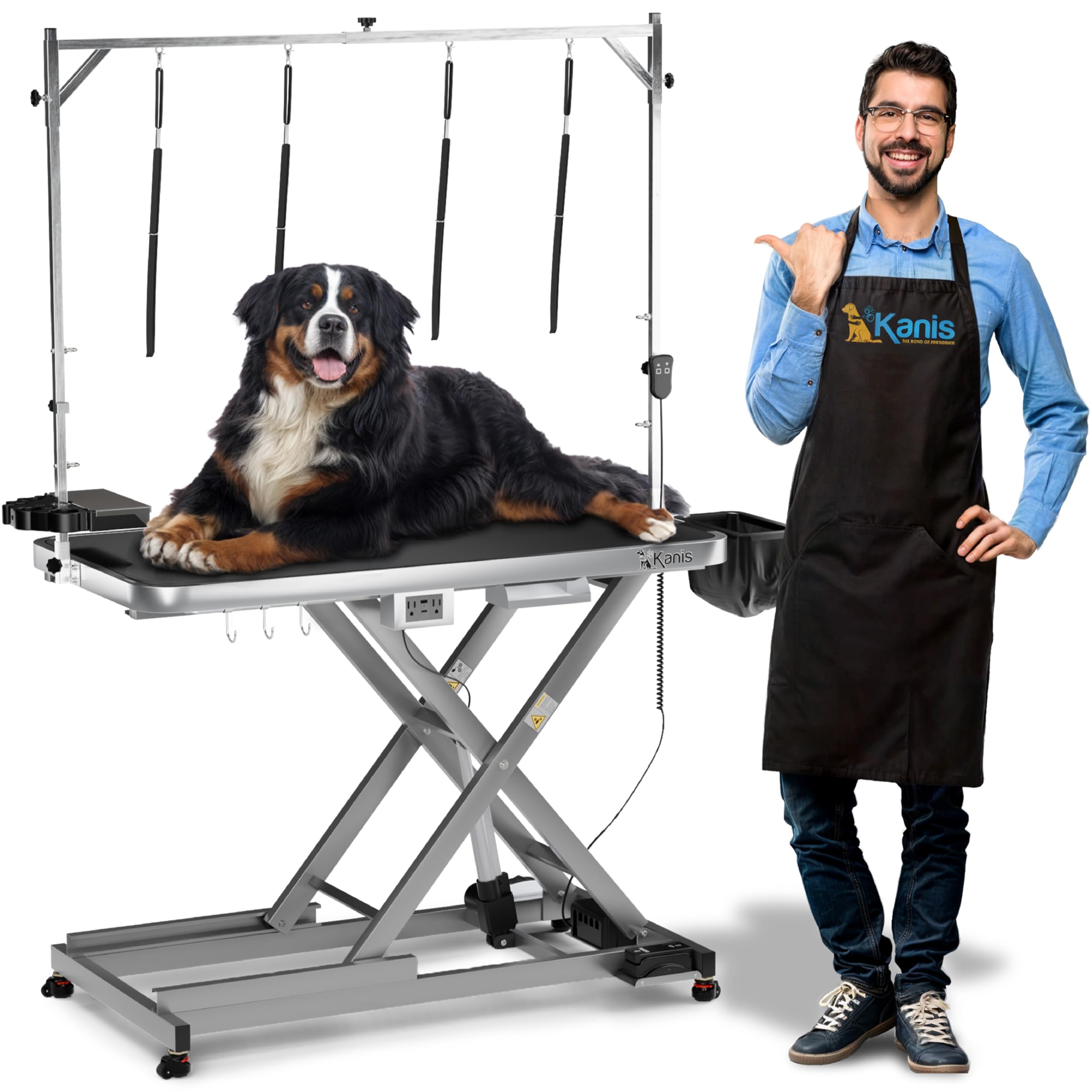 KANIS grooming table assembly demonstrates a durable setup ideal for quick, organized grooming sessions.
