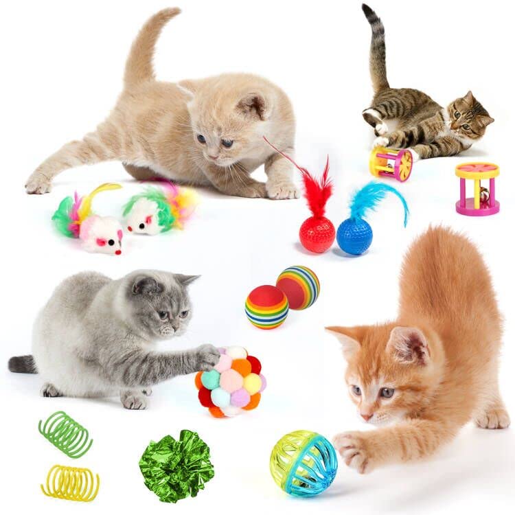 kaqinu 37pc kitten toys cat spring tube adds bounce and interaction