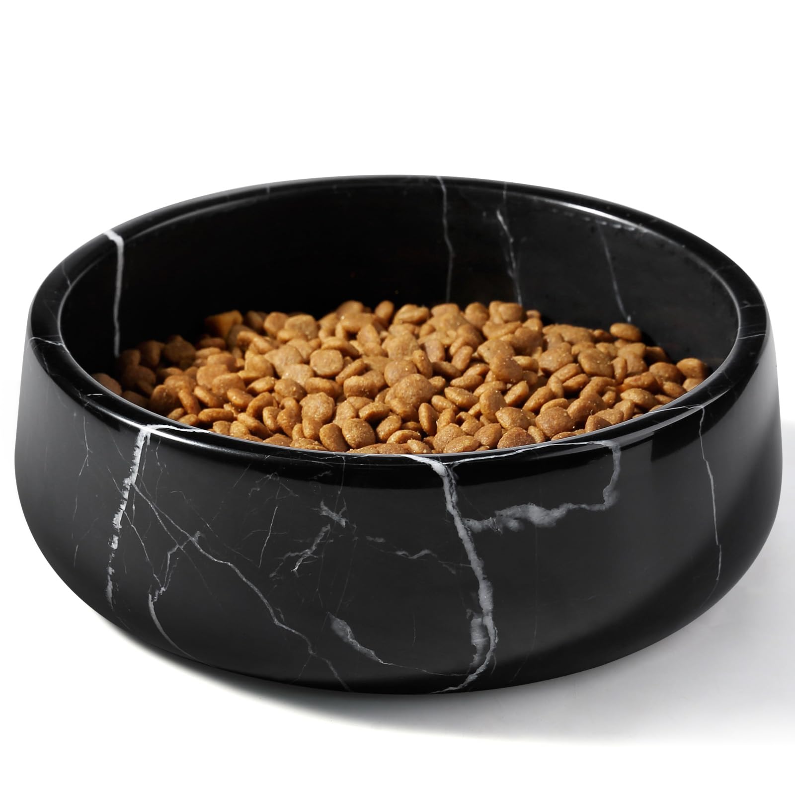 Karibiber Black Marble Dog Bowl shows bold white veins for stable, mess-free meals.