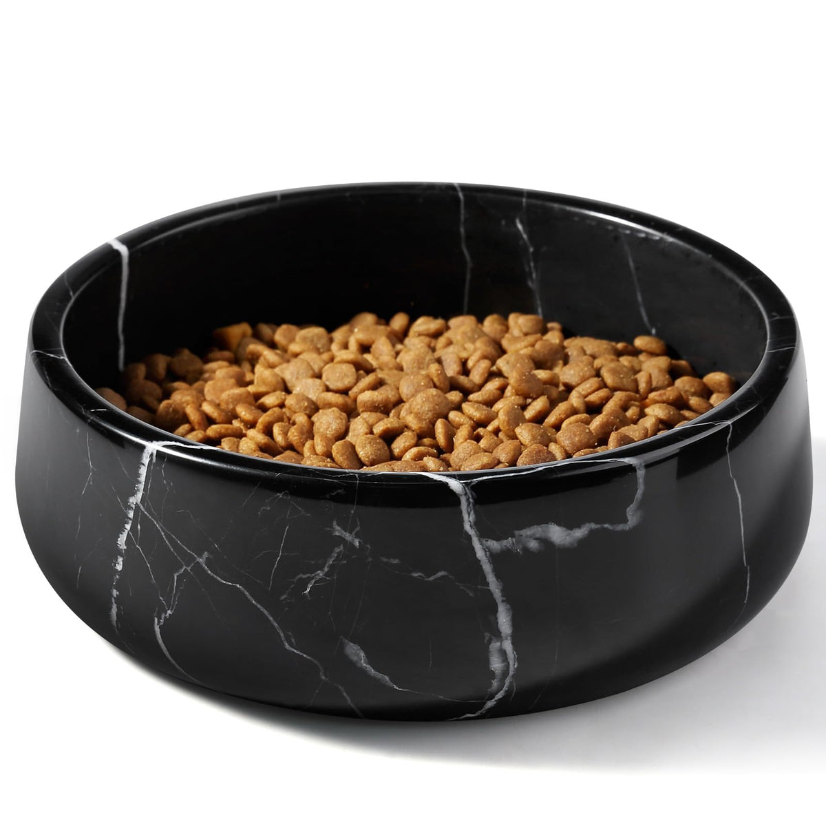 Karibiber Black Marble Dog Bowl shows bold white veins for stable, mess-free meals.