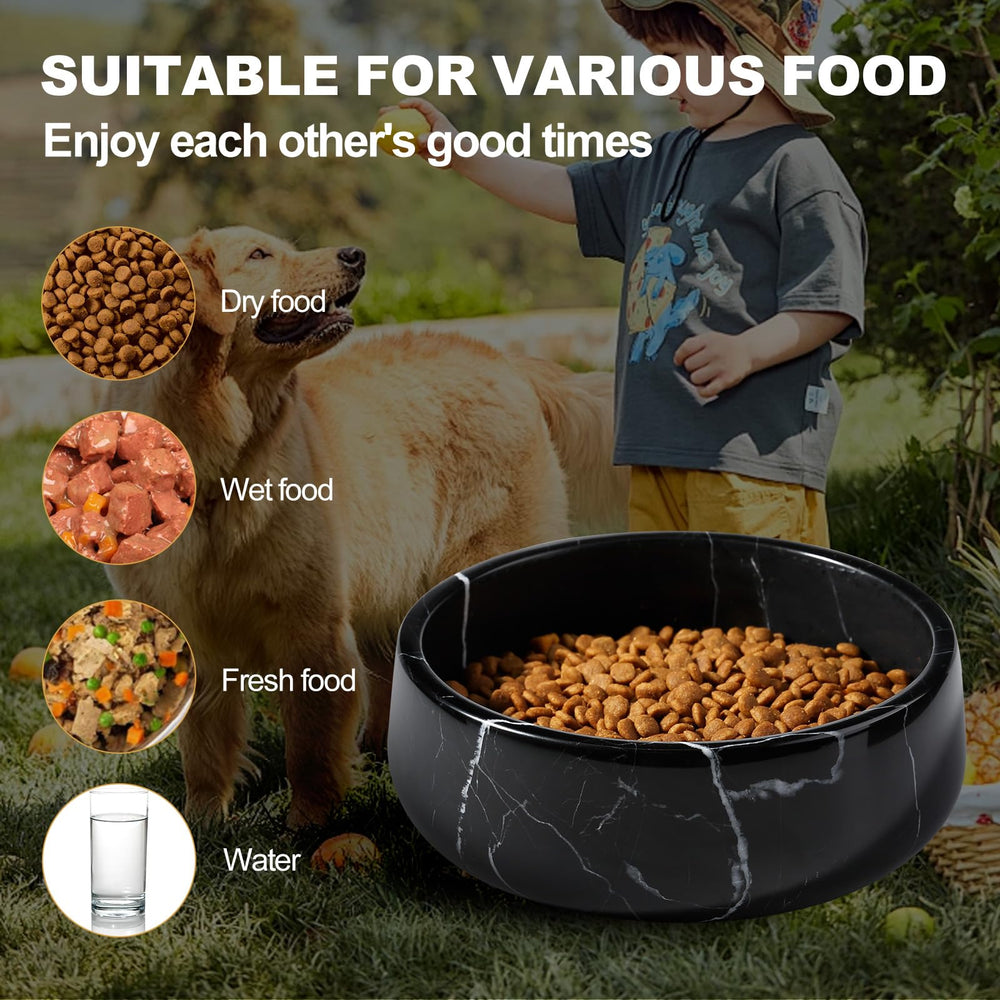 Karibiber Black Marble Bowl offers easy-clean surface for quick post-meal rinses.