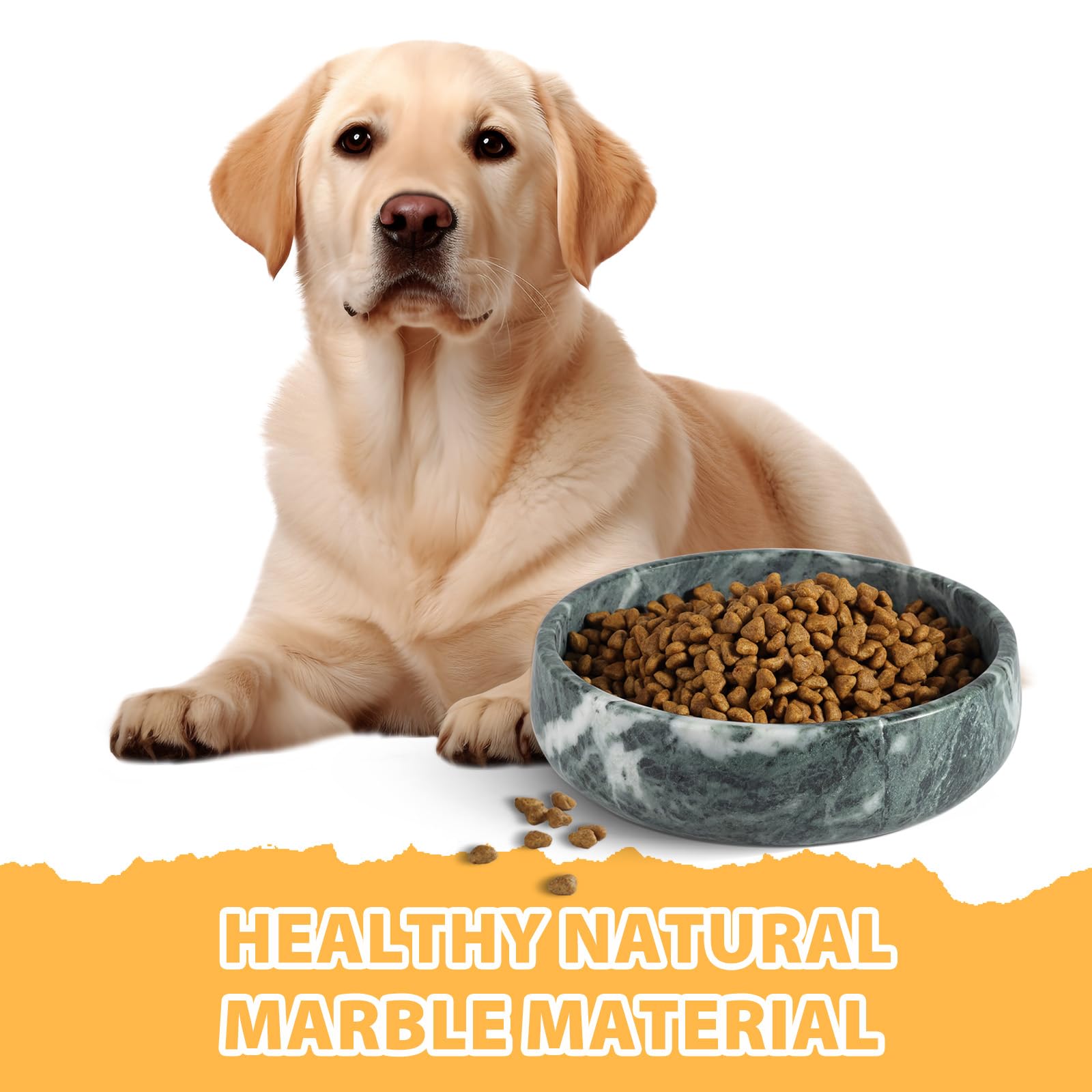 Karibiber Durable polished marble bowl adds a touch of elegance to feeding.