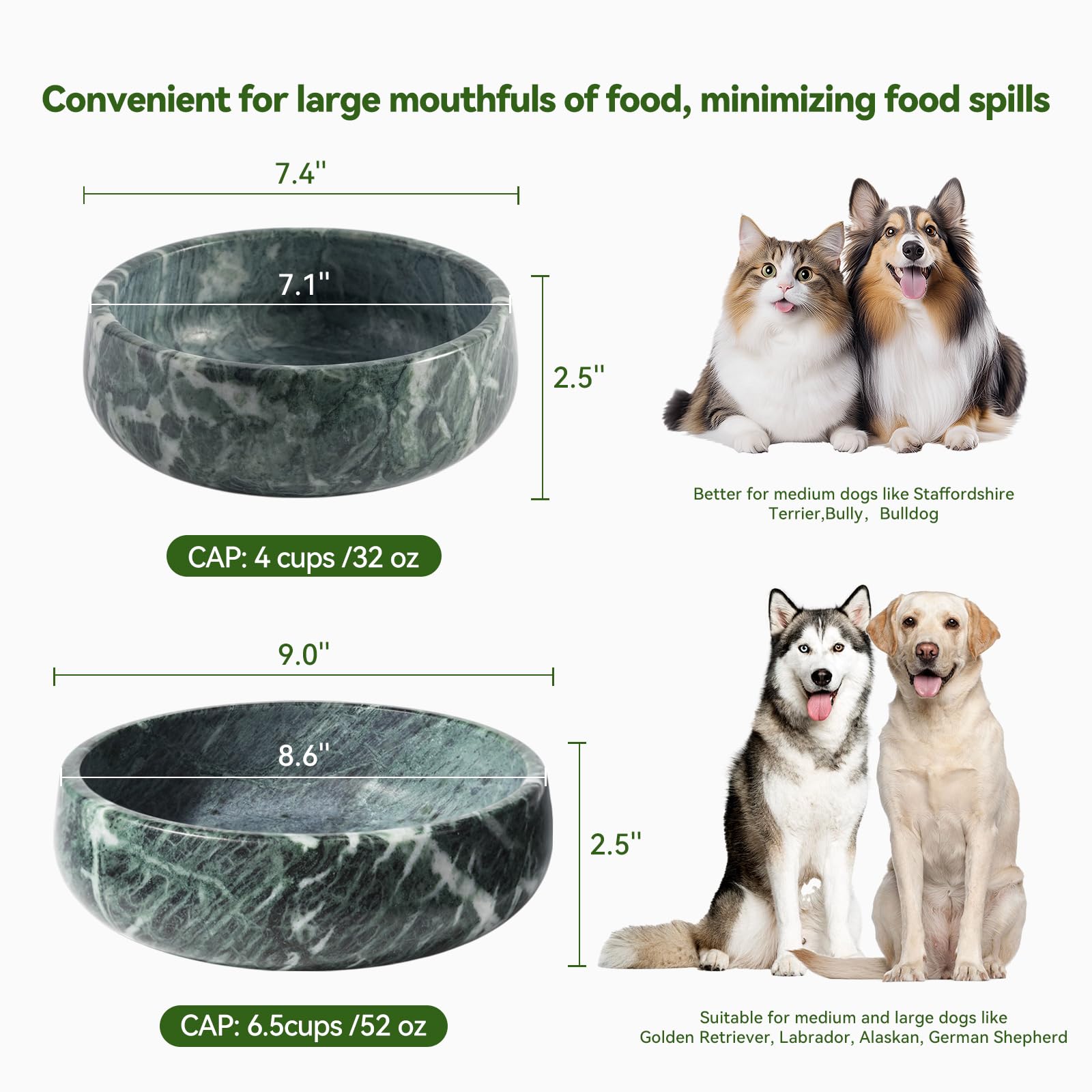 Karibiber Large dog bowls hold up to 6 cups for balanced meals.