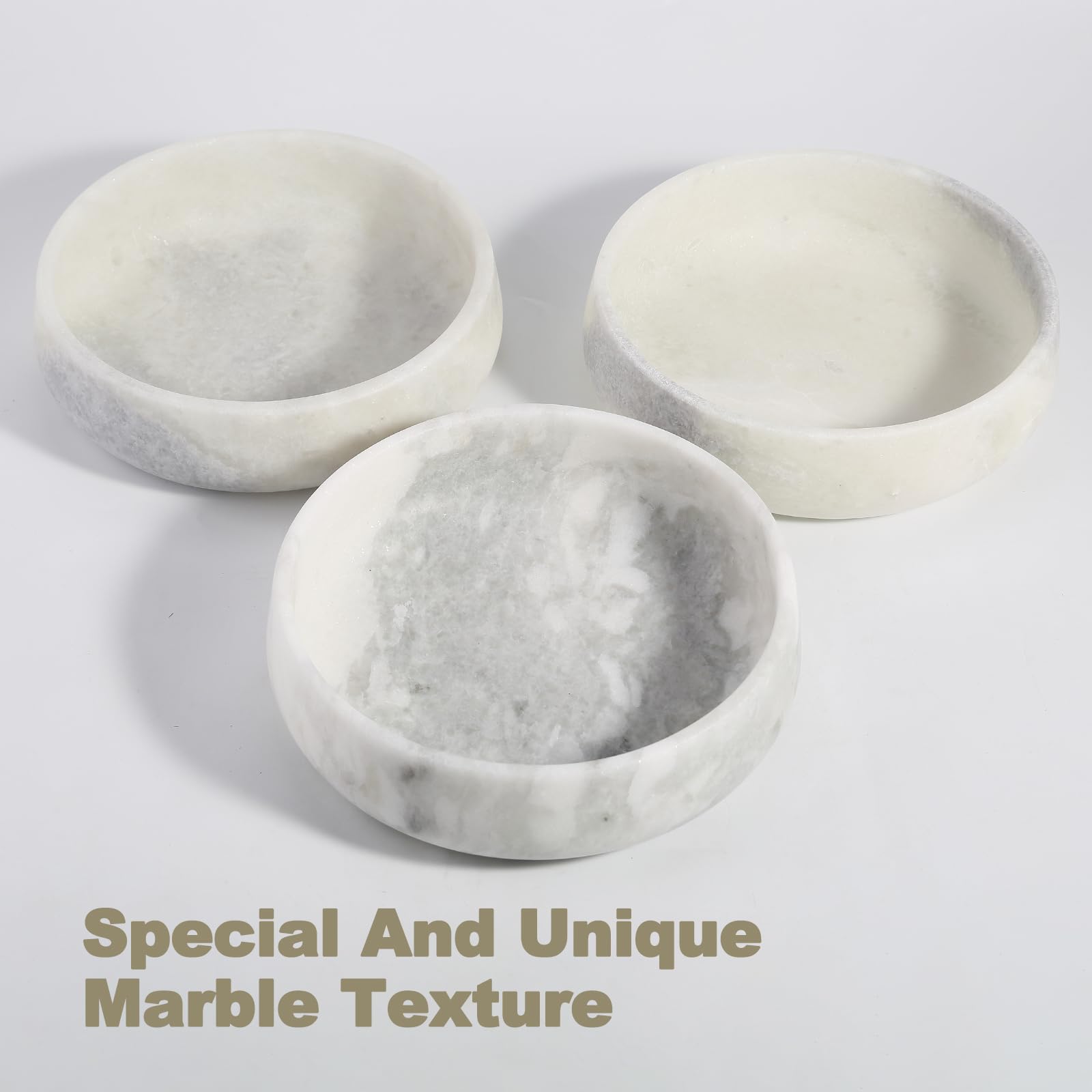 Karibiber white marble bowl inside view shows seamless surface easy to clean