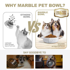 Karibiber white marble dog bowl close-up of non-slip base preventing spills