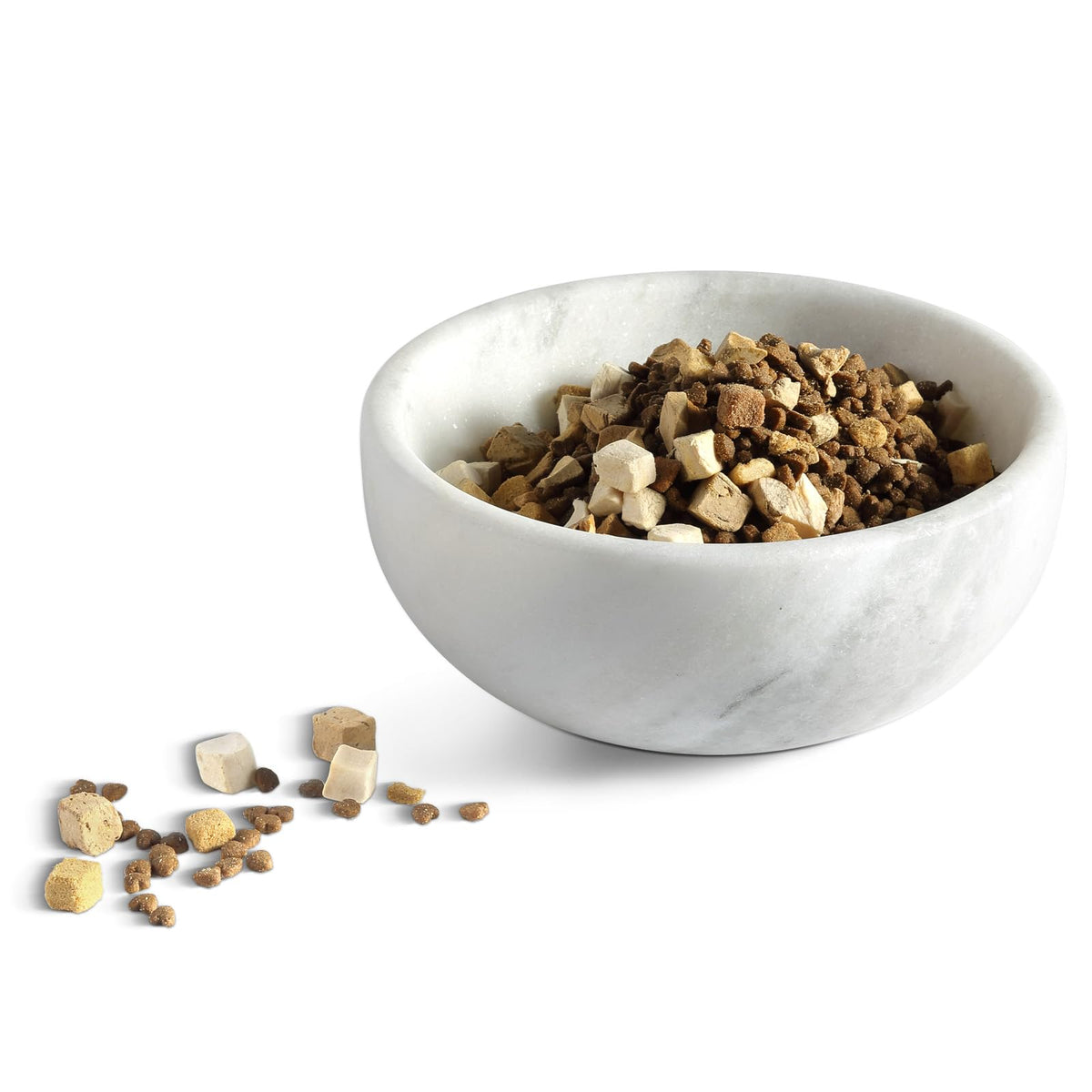 Karibiber white marble dog bowl with non-slip base for stable feeding
