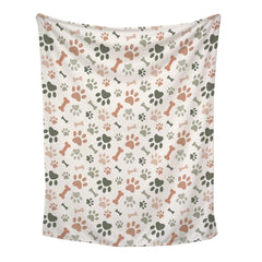 Karisma Decor cream paw print blanket close-up of soft fleece for cozy snuggles.