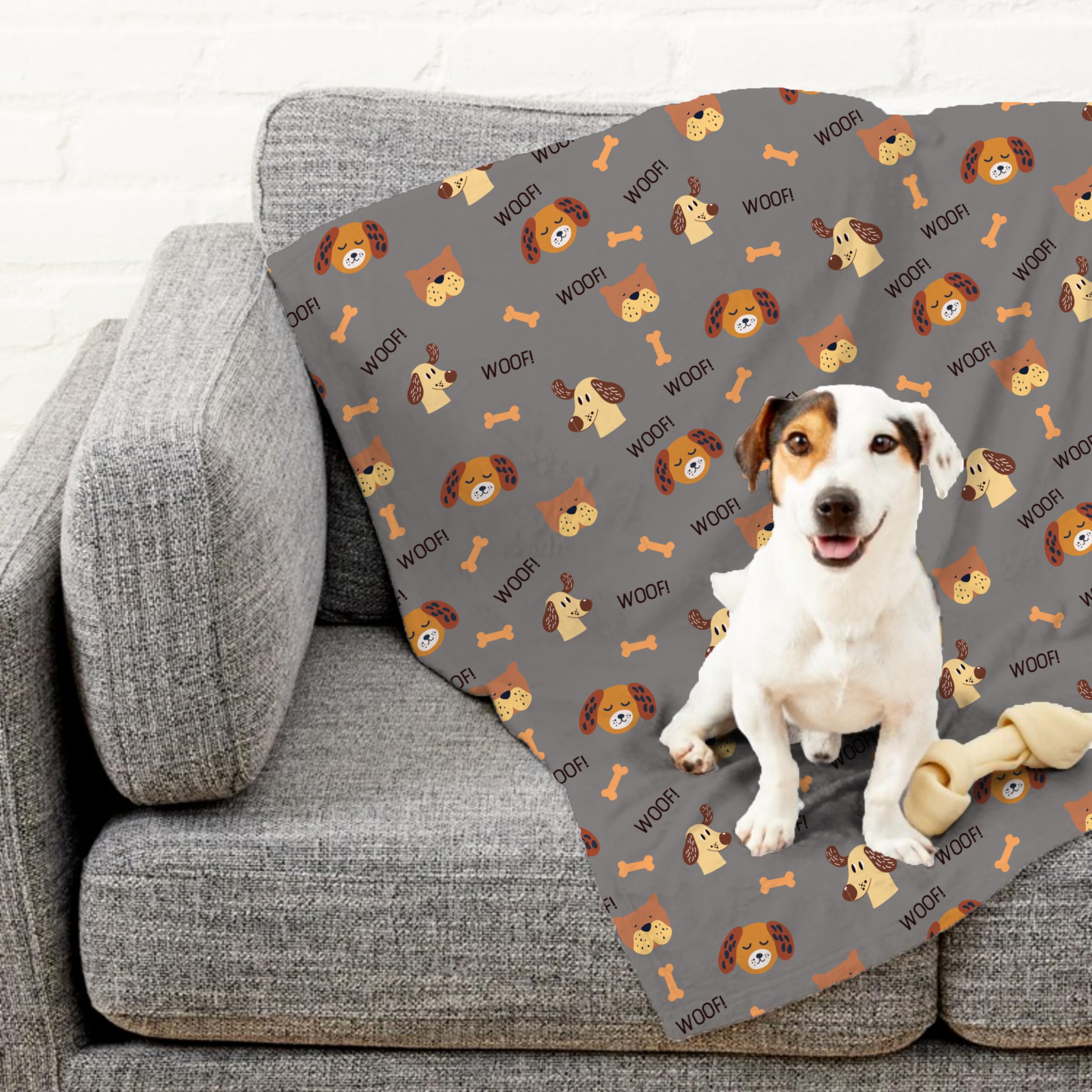 Karisma Decor Grey Woof Sherpa Blanket gift-ready for dog lovers