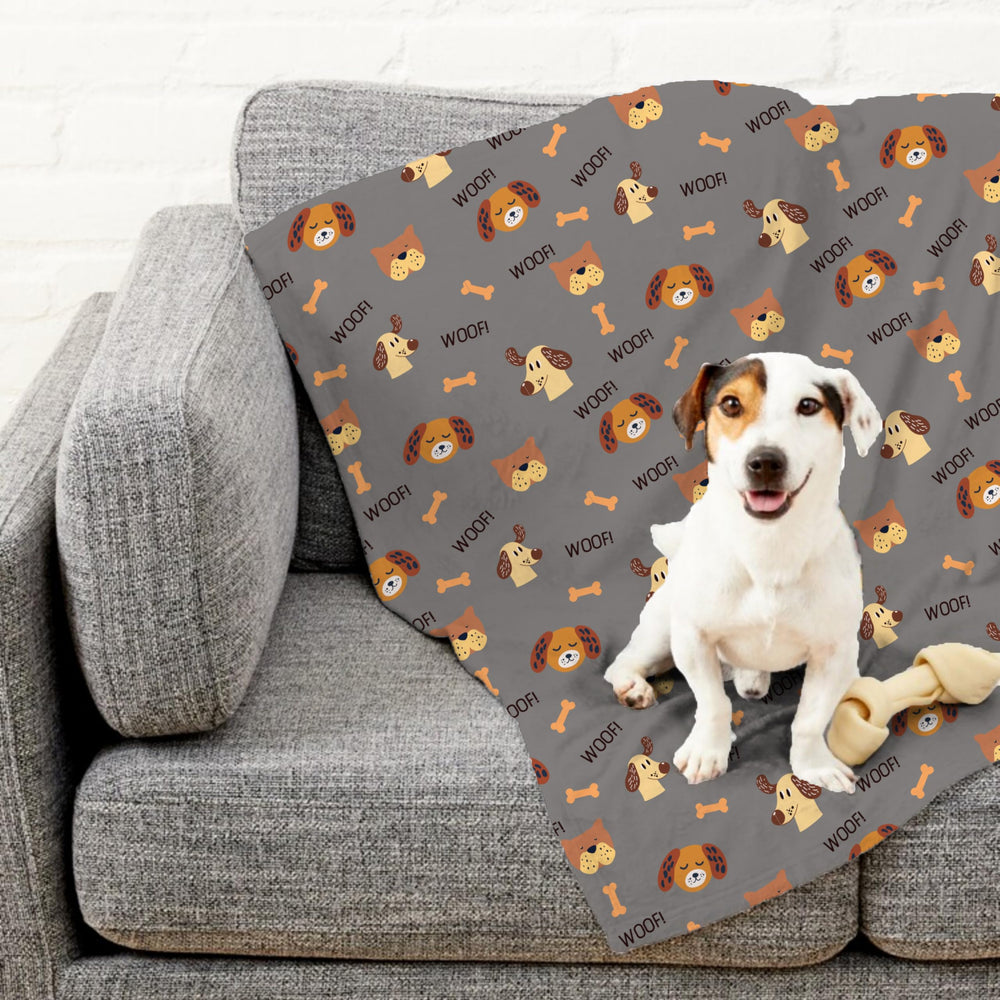 Karisma Decor Grey Woof Sherpa Blanket gift-ready for dog lovers