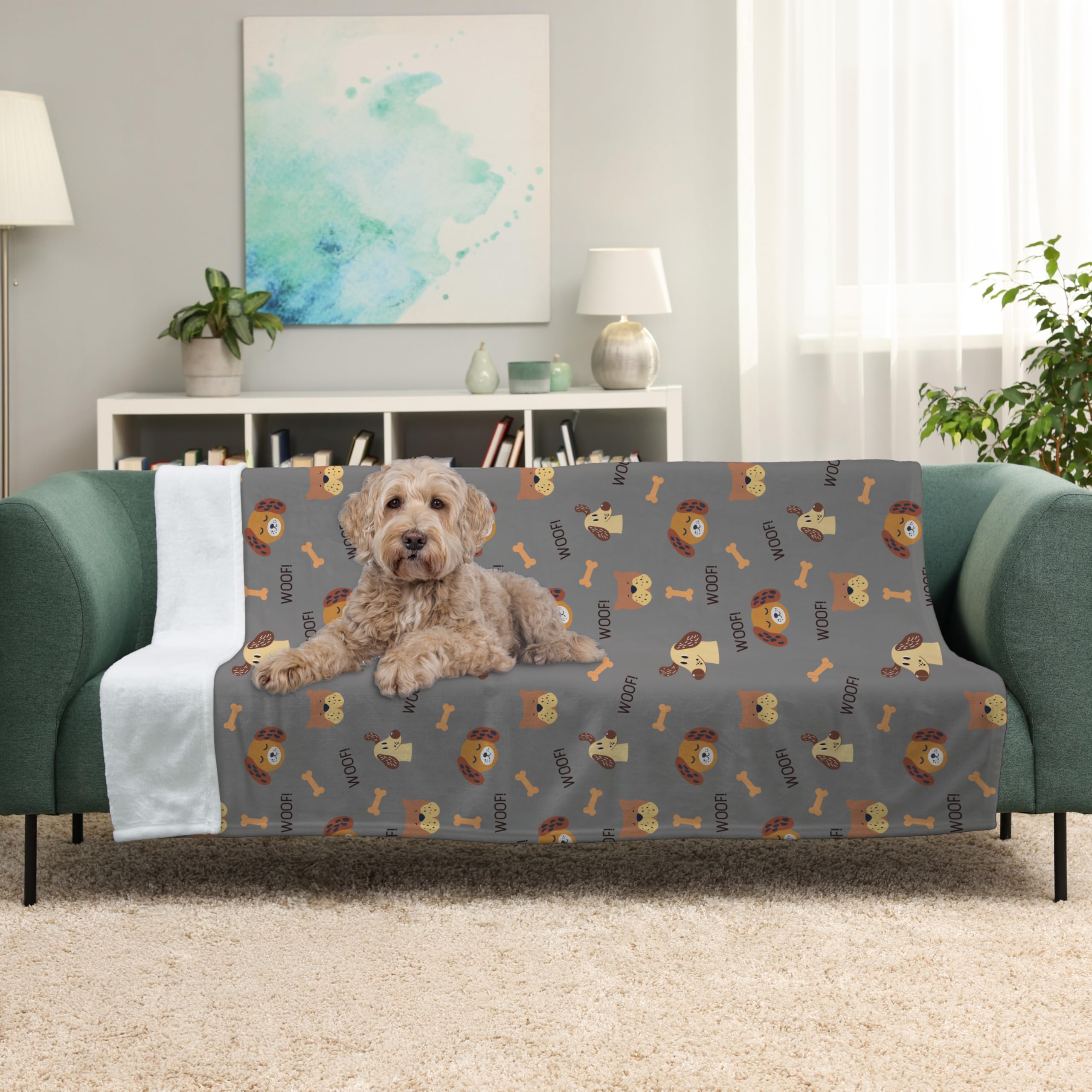 Karisma Decor Grey Woof Sherpa Blanket on couch enhances comfort and style