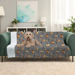 Karisma Decor Grey Woof Sherpa Blanket on couch enhances comfort and style