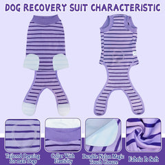 KAROKU dog recovery suit purple medium side view supports movement and coverage