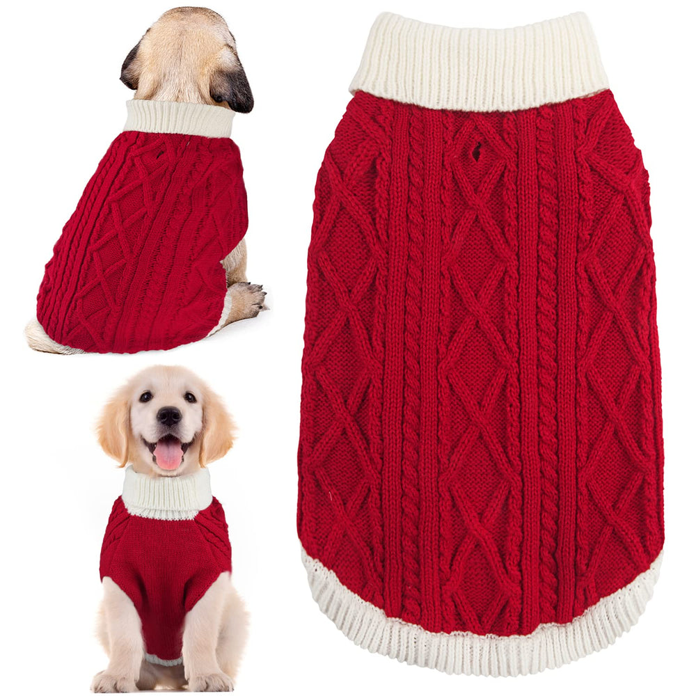 KAROKU small dog sweater back view with leash hole for easy winter walks