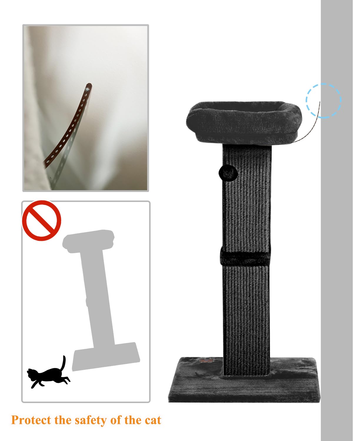 Karolpar 32in scratch post with bed provides play, rest, and claw maintenance in one.
