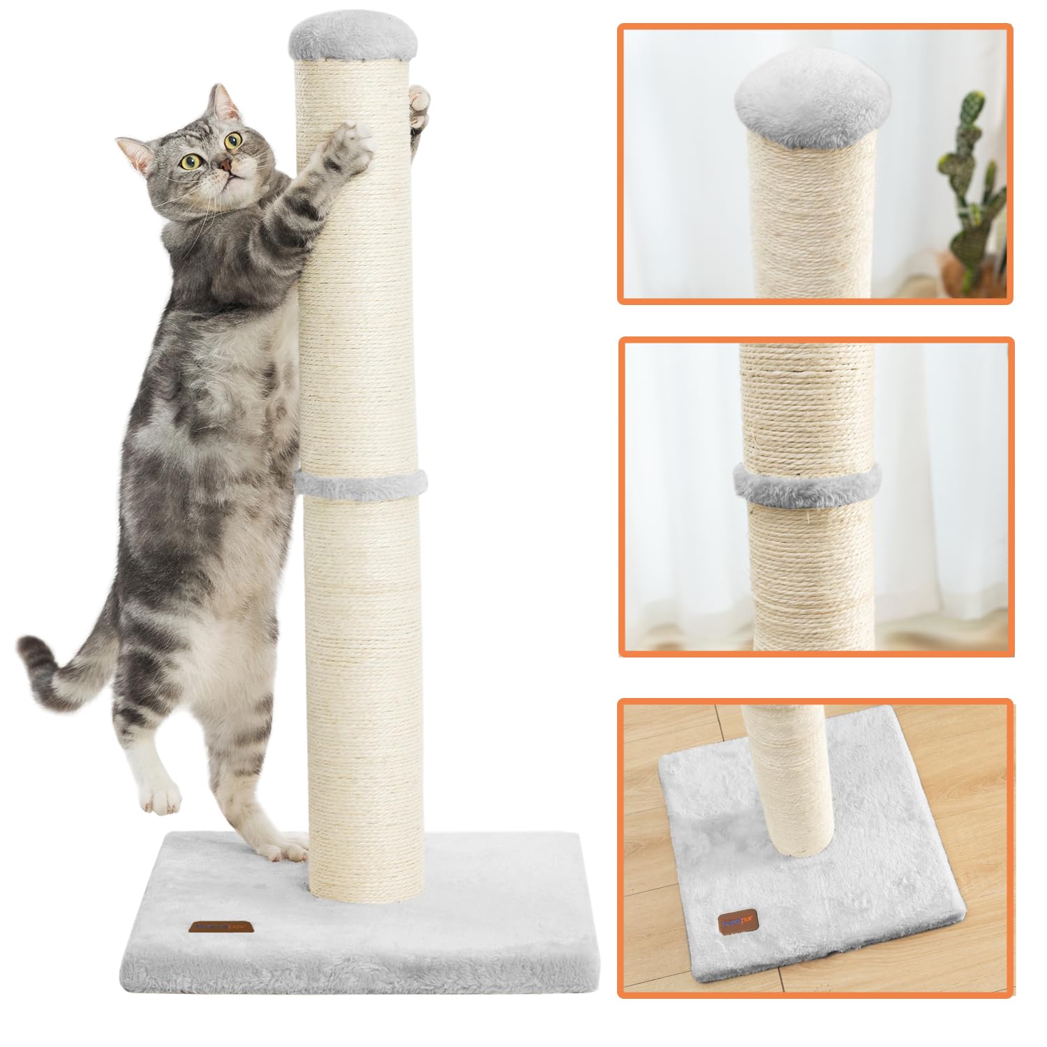 Karolpar 34inch diameter scratching post gives ample space for large cats to stretch.