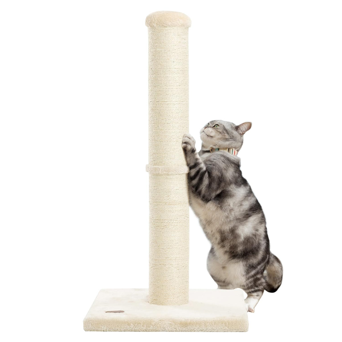 Karolpar 34inch beige scratching post with sisal rope promotes healthy scratching.