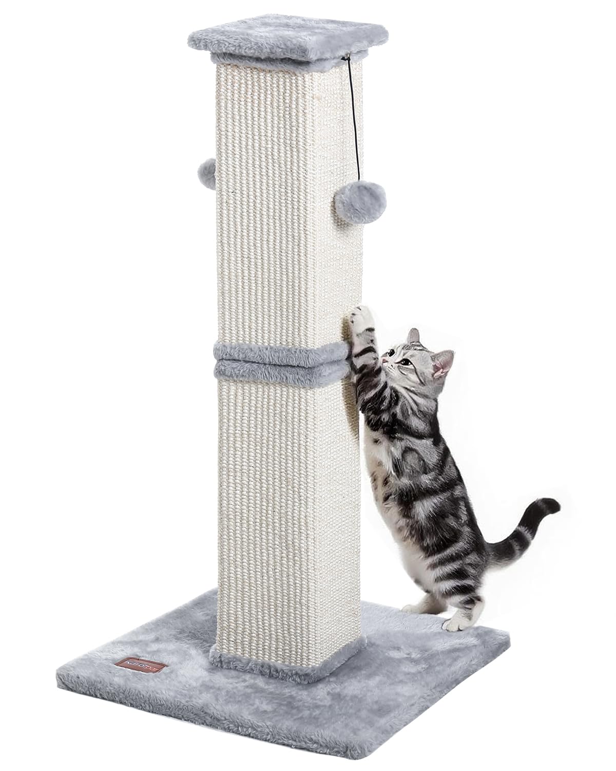 Karolpar cat scratching post 33-inch grey base offers sturdy stability during play.