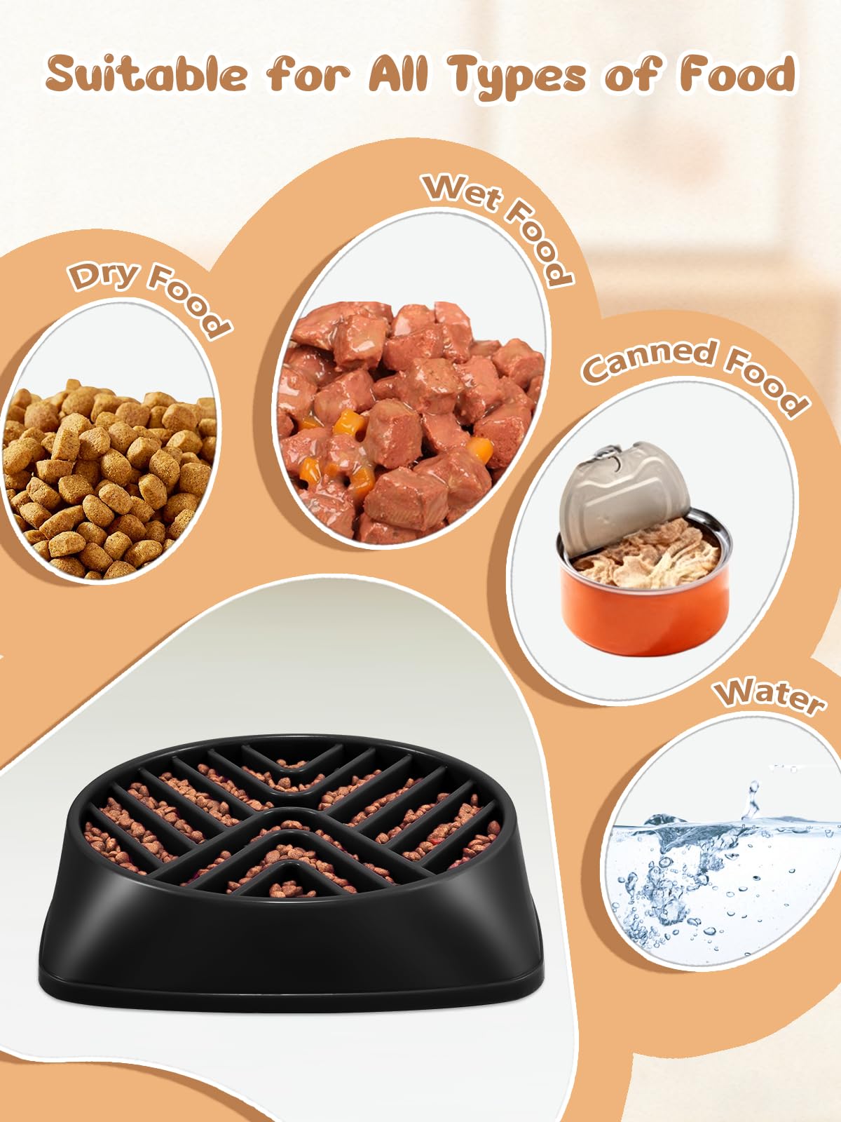 KASBAH slow feeder bowl reduces food mess during meals