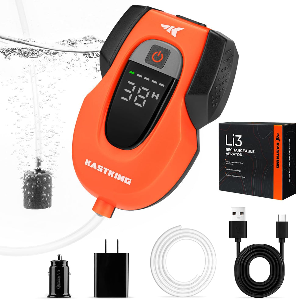 KastKing Li3 aerator pump with rechargeable battery for extended ice fishing sessions
