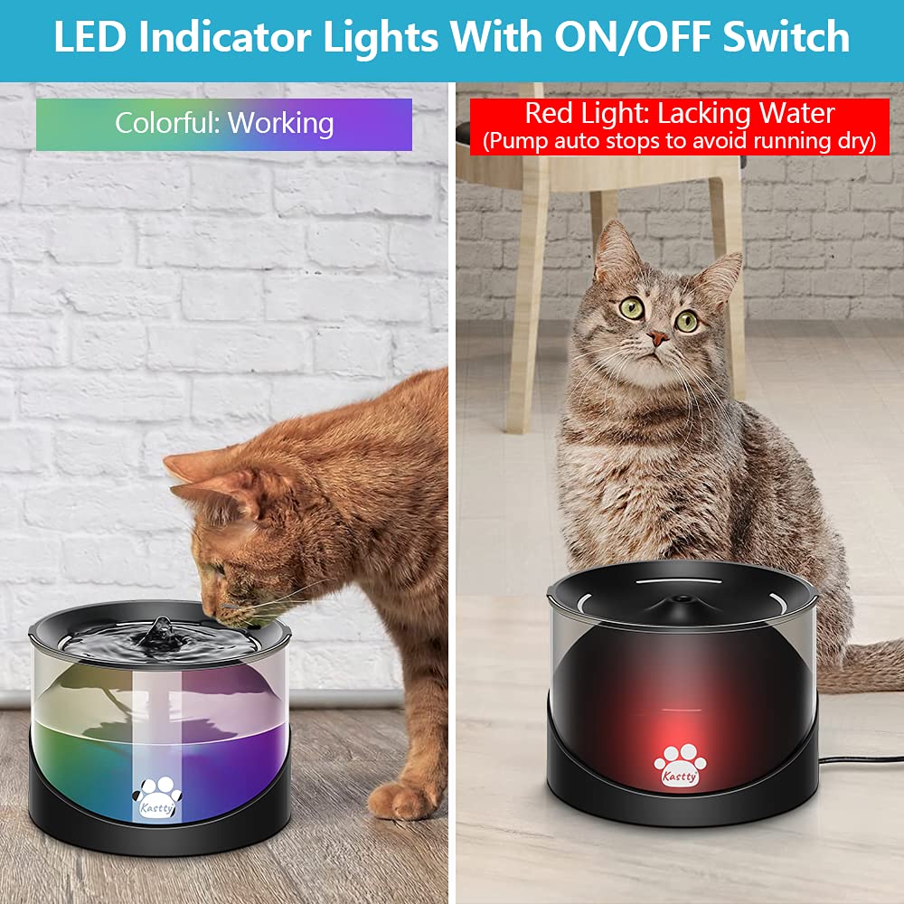 Kastty cat water fountain with LED light for night visibility