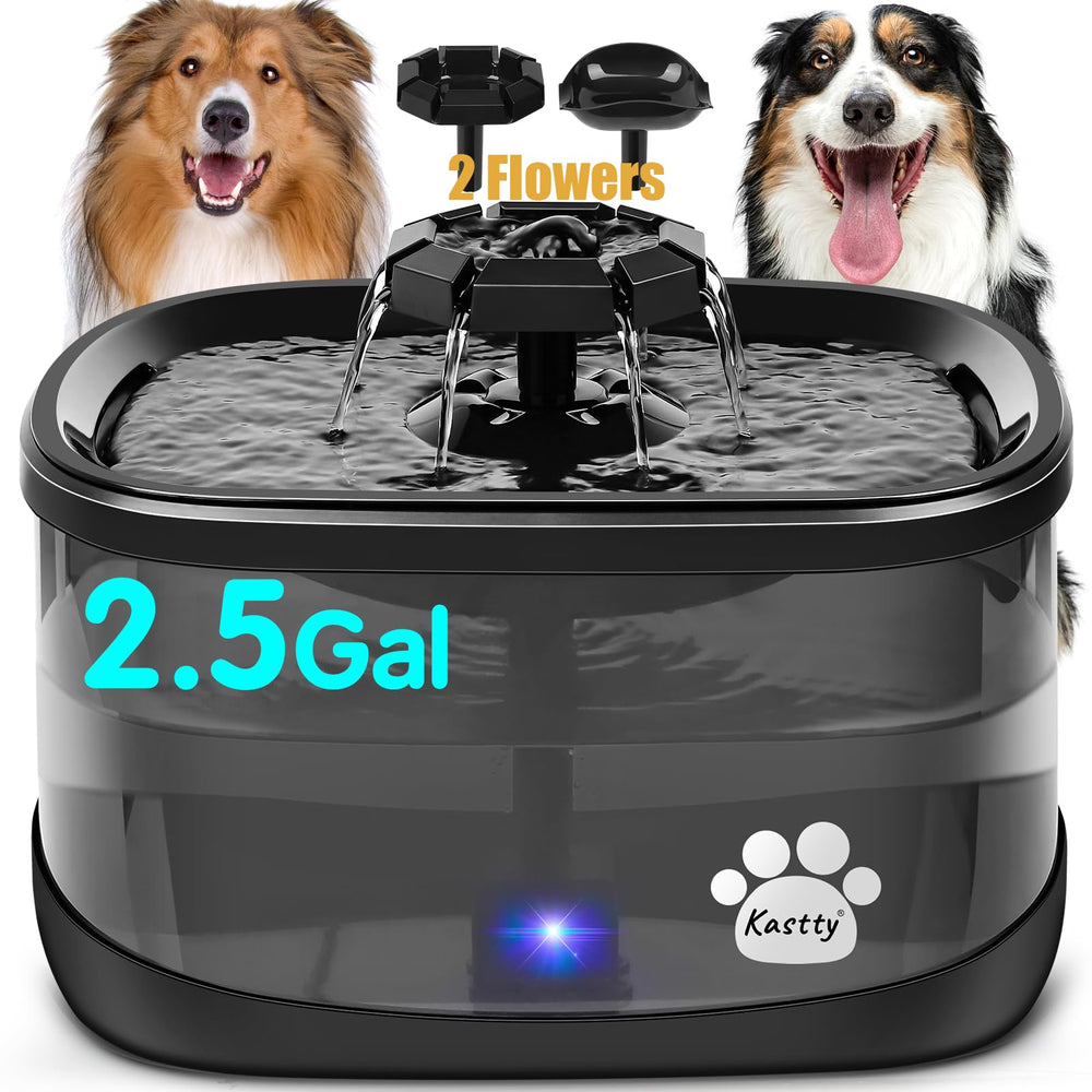 Kastty dog fountain with two flower spouts encourages pets to drink more often