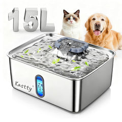 Kastty dog water fountain front view with 15L capacity for large breeds