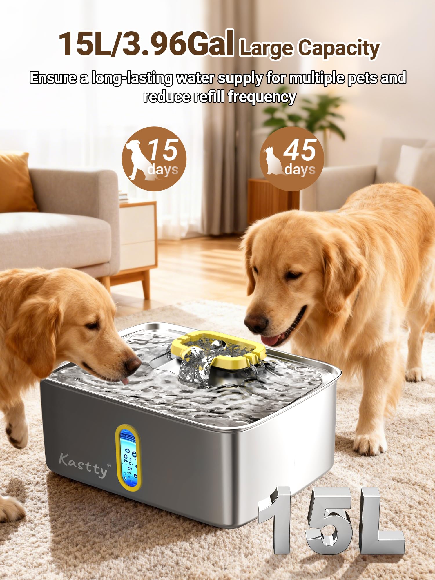 Kastty stainless steel bowl is rust-proof and easy to wipe clean.