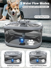 Kastty dog water fountain with smart LED pump for easy monitoring.