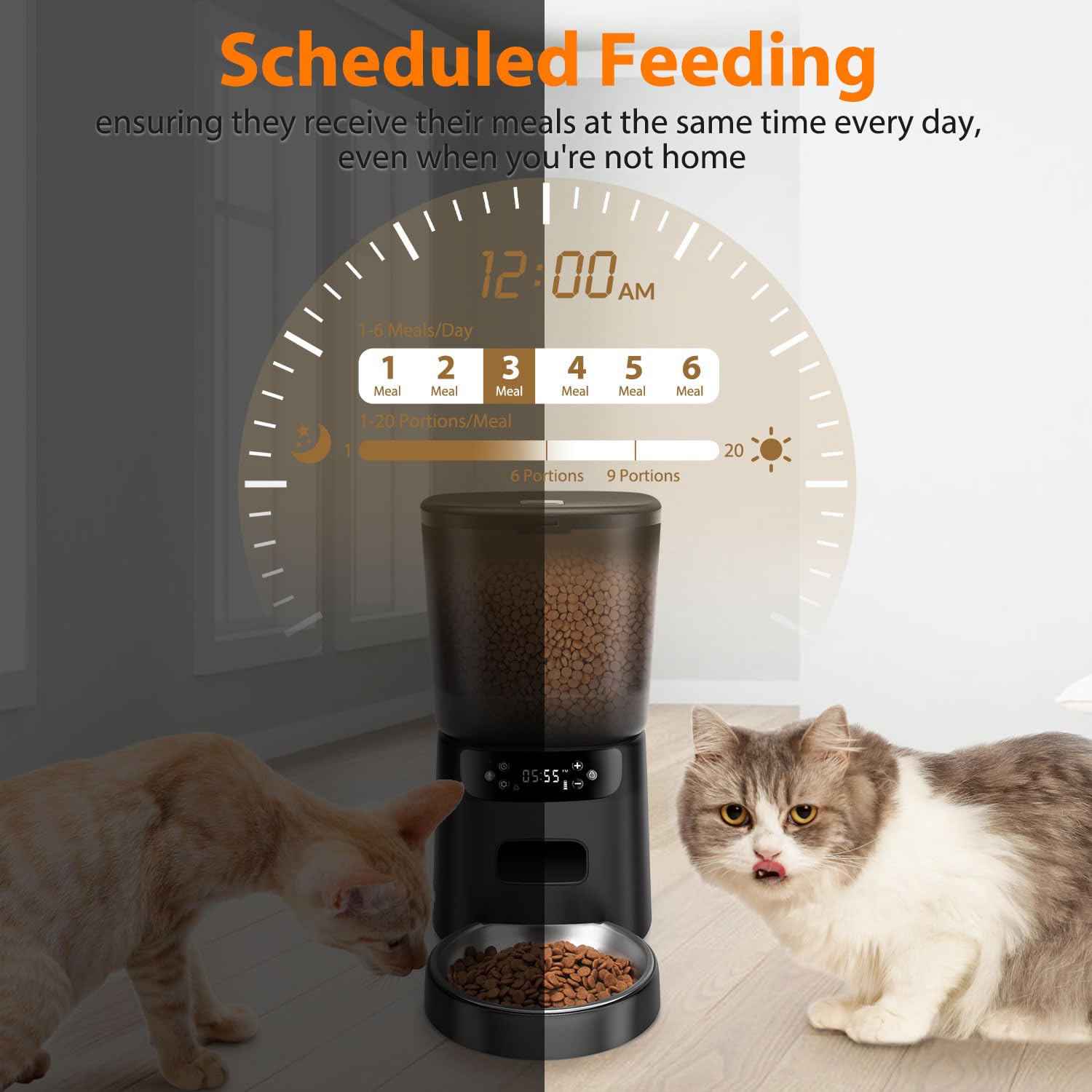 Katalic Automatic Cat Feeder with stainless steel bowl for hygiene.