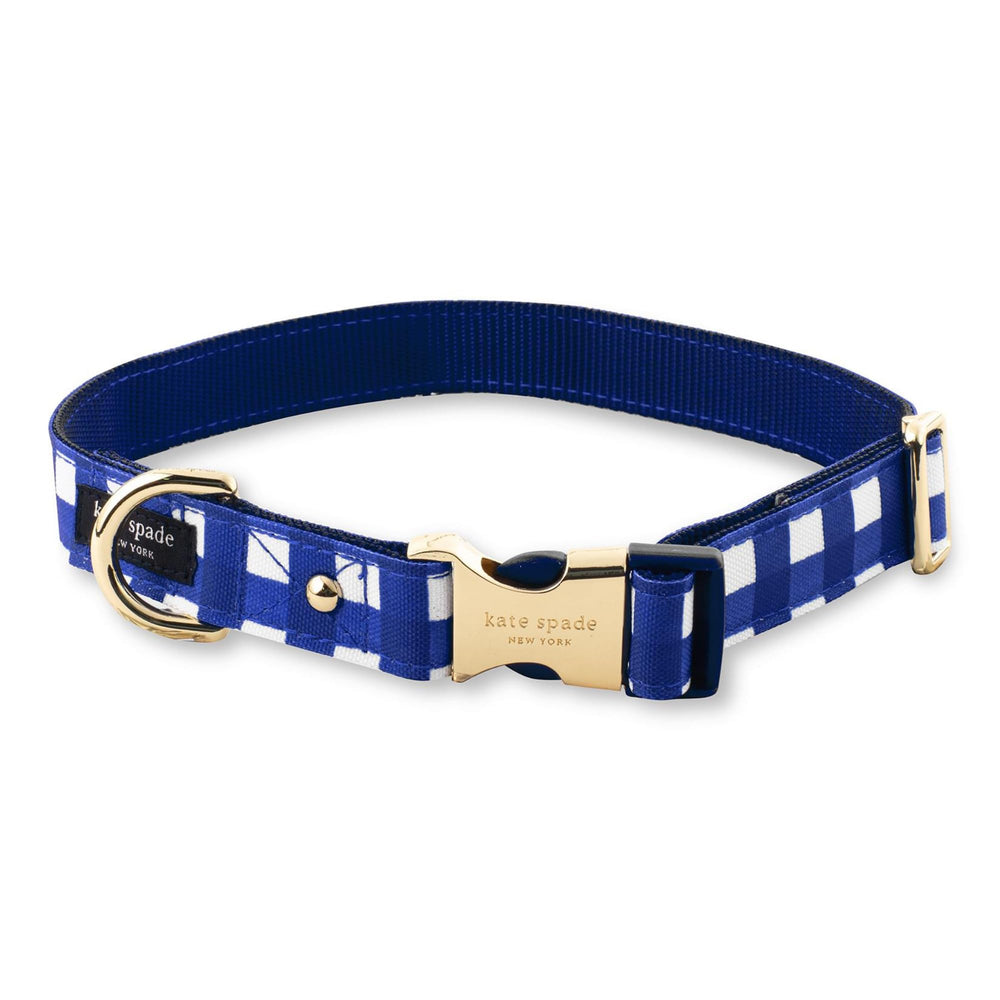 kate spade new york dog collar navy gingham buckle highlights chic hardware for daily stylish walks