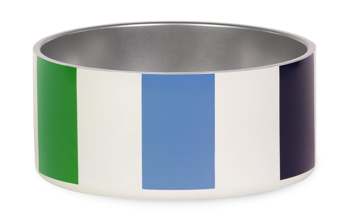 kate spade new york dog dish Adventure Stripe bowl showing stylish branding