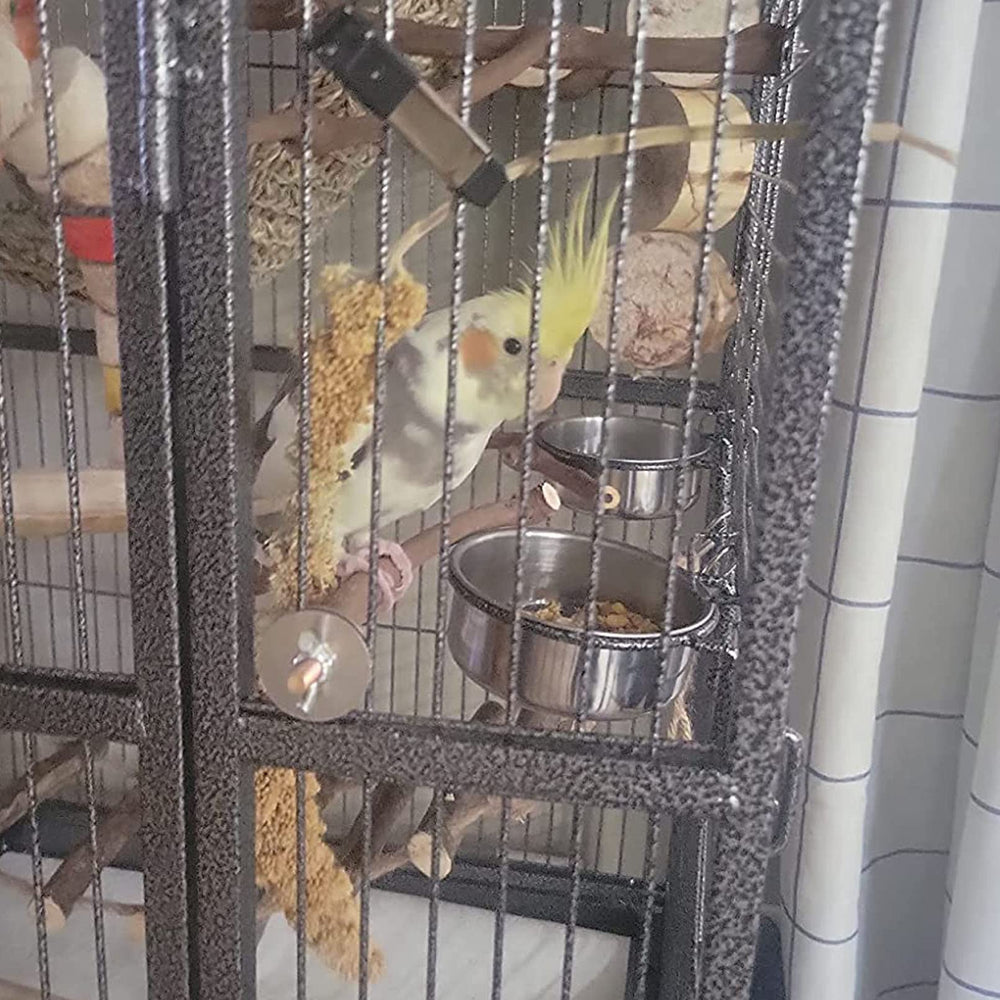 Kathson bird cage food dishes complete set offering organized feeding and spill containment.