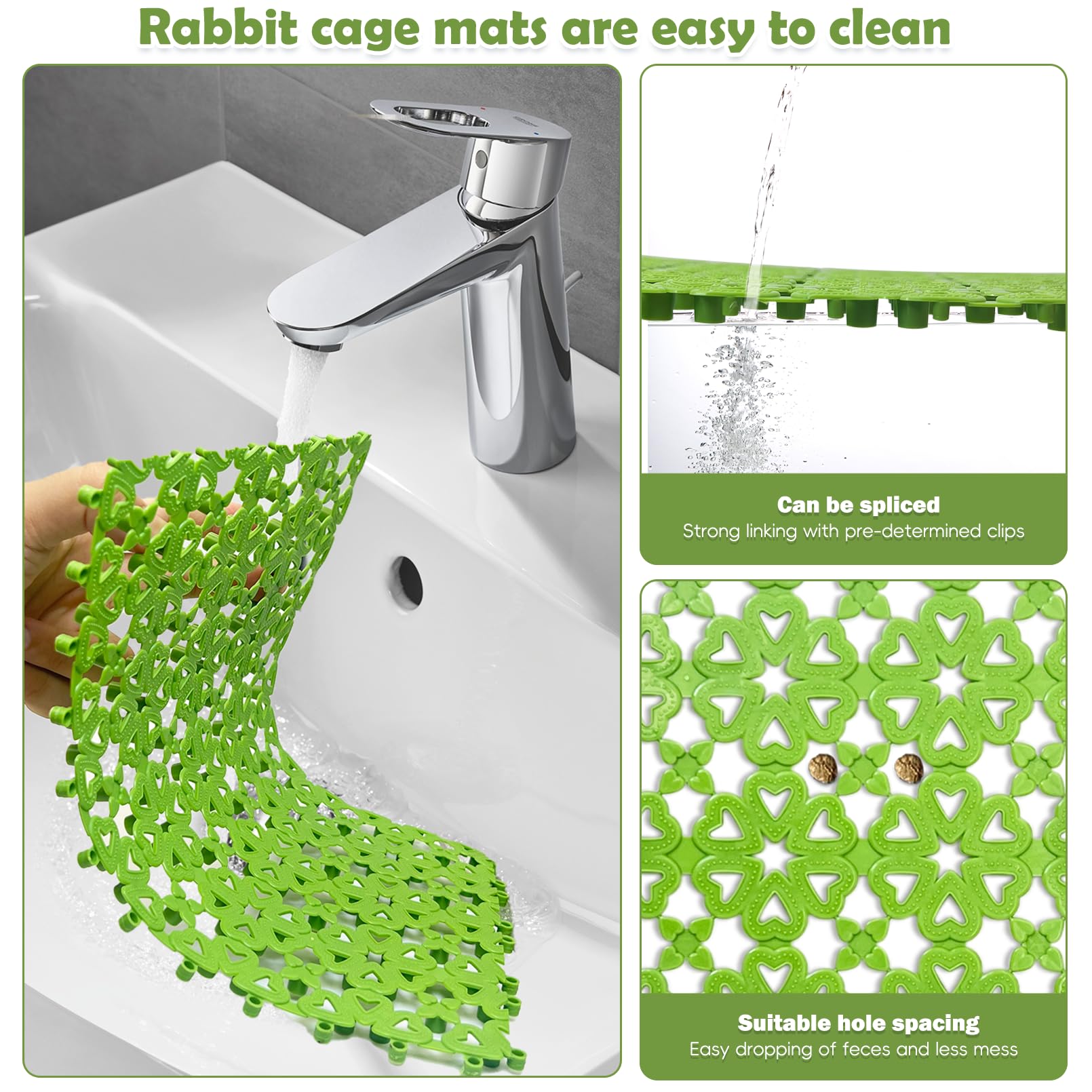 Kathson cage mat bottom-support keeps waste from piling, aiding easy cleaning.