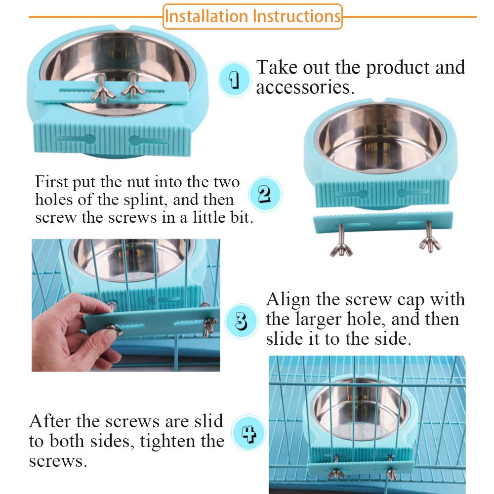 Kathson cage-mount hanging cup locks to cage bars for stable, tidy feeding.