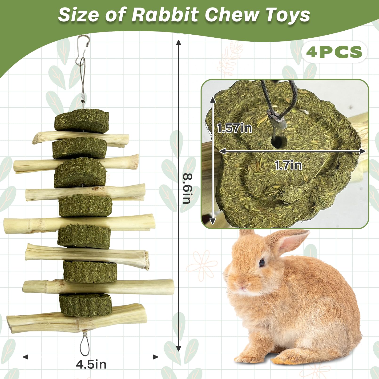 Kathson 4-pack value image highlights convenient chew options for rabbits chinchillas and hamsters