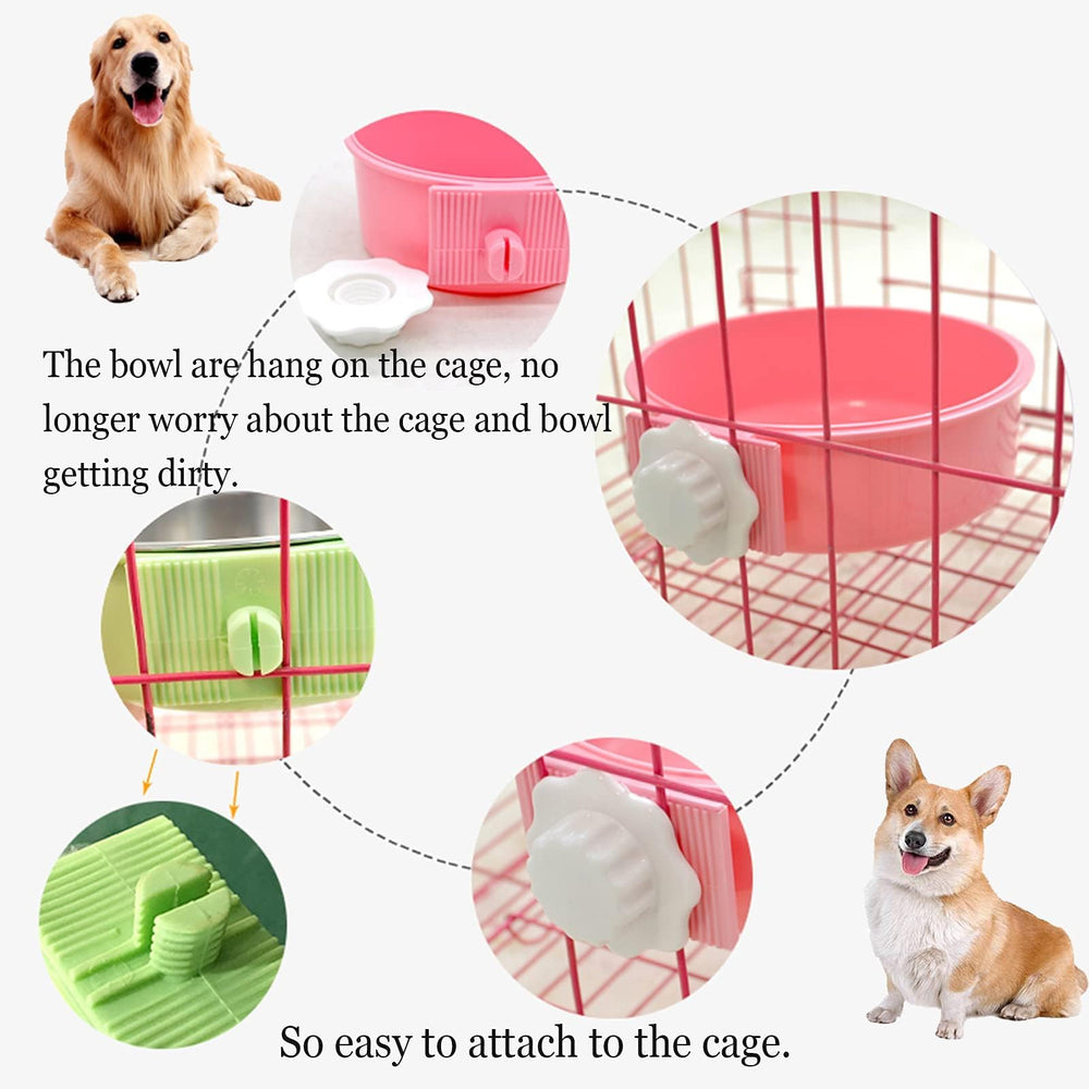 Kathson crate-dog-bowl-color-variety shows blue, green, pink set for multi-pet households.