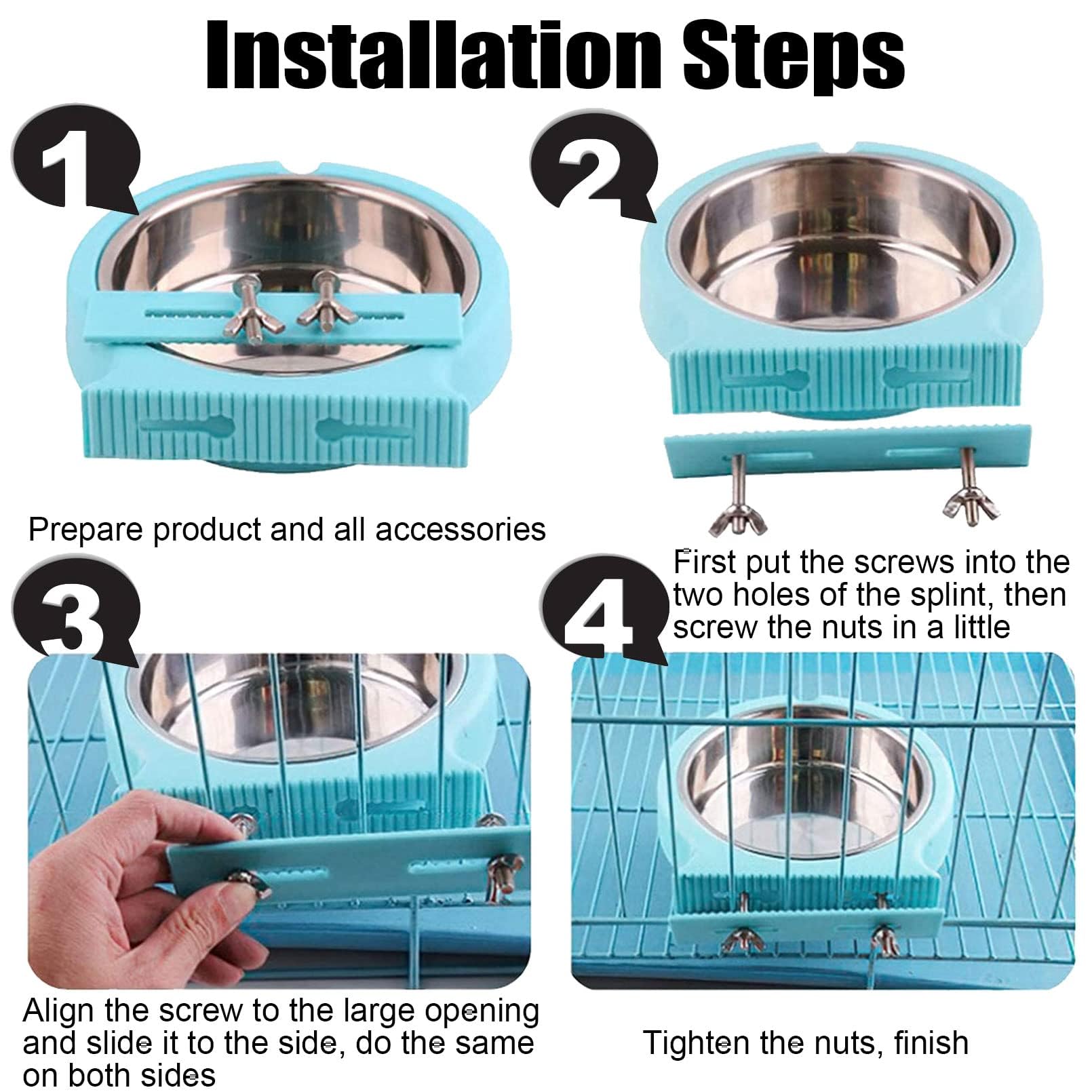 Kathson double-bowl setup shows removable inner steel bowl for quick cleaning.