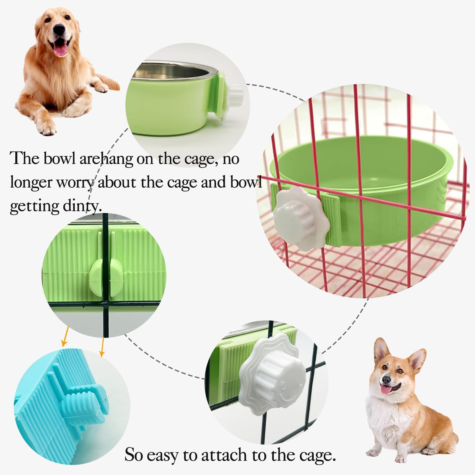 kathson crate dog bowl easy-clean removal for quick refills
