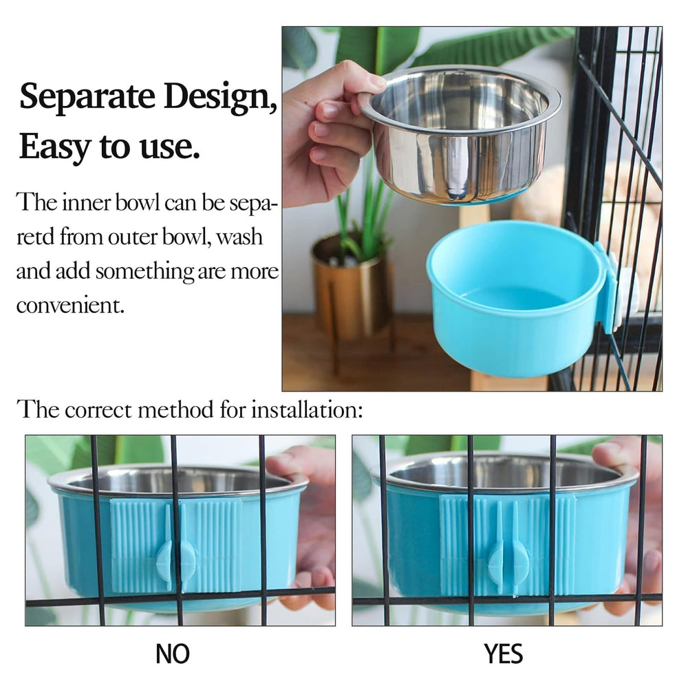 kathson crate dog bowl in-use in crate for effortless feeding