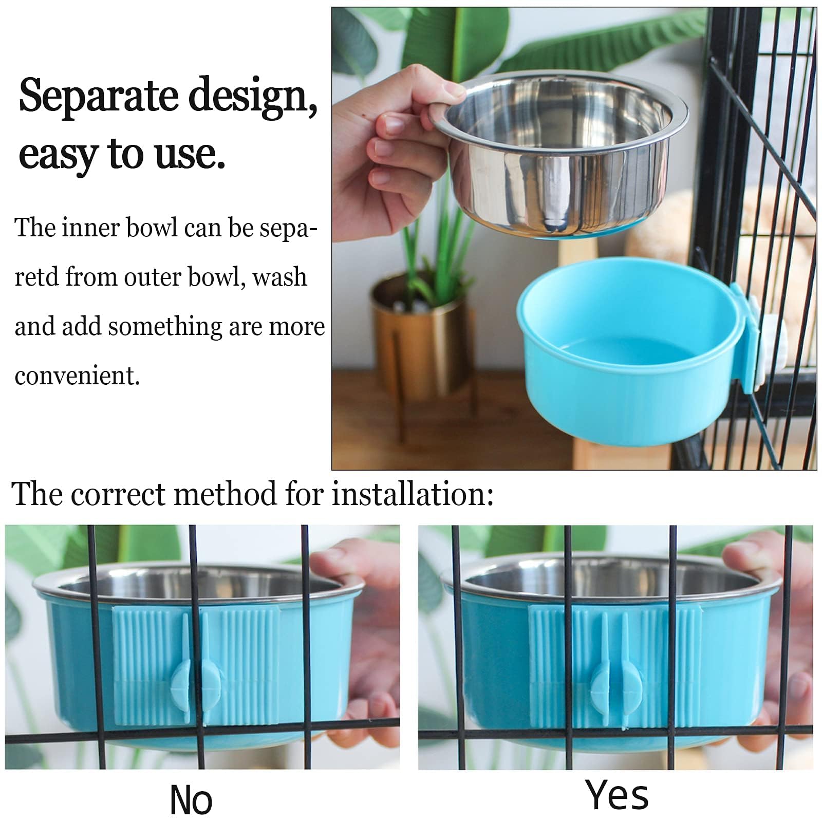 Kathson crate-dog-bowl-removable-steel-bowl-cleaning simplifies maintenance with running water.